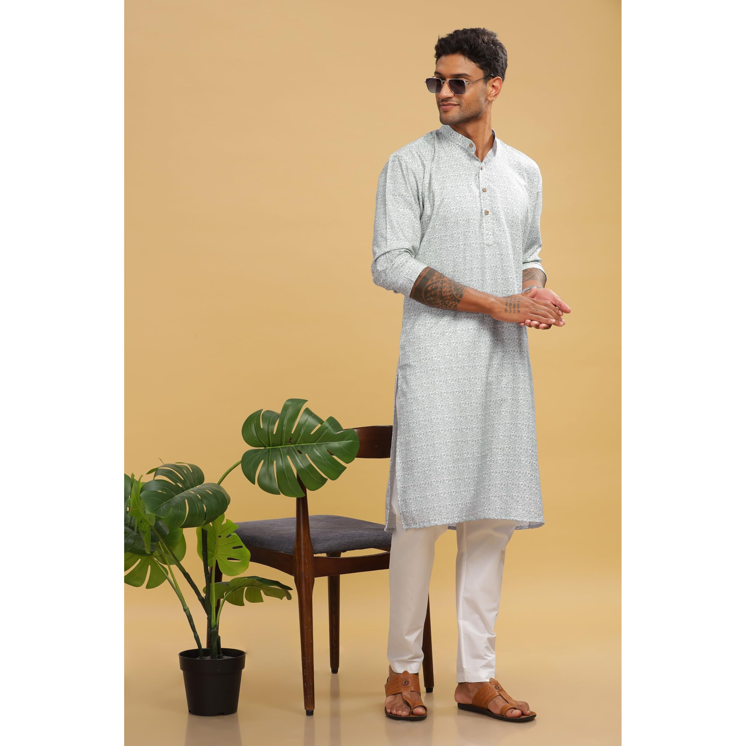 Be Active Men's Printed Black Kurta Set || Men Kurta Pajama || Men Kurta Pajama Set || Kurta Pajama For Men (C-Rf0048 Set 1 M)