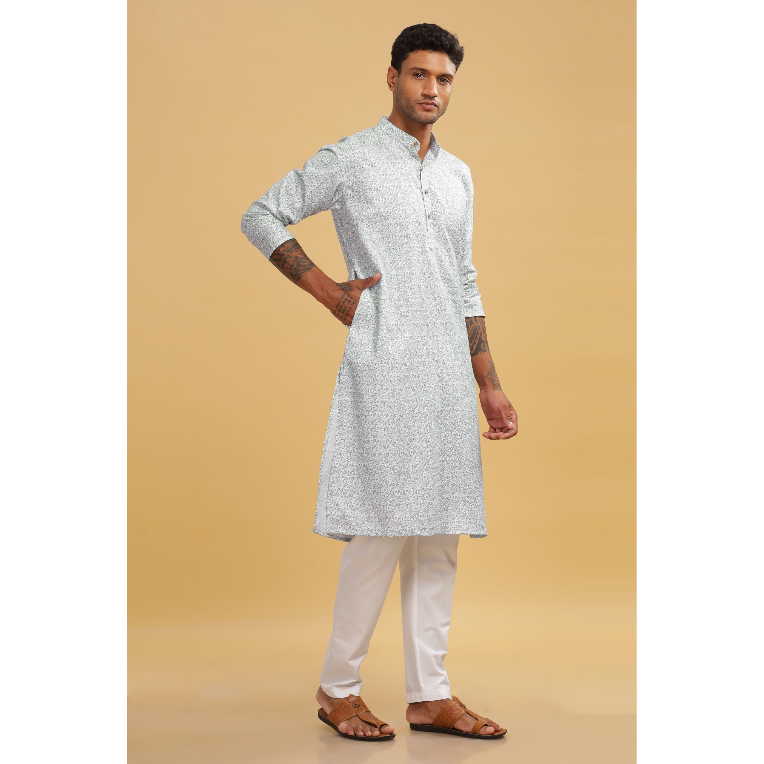 Be Active Men's Printed Black Kurta Set || Men Kurta Pajama || Men Kurta Pajama Set || Kurta Pajama For Men (C-Rf0048 Set 1 M)