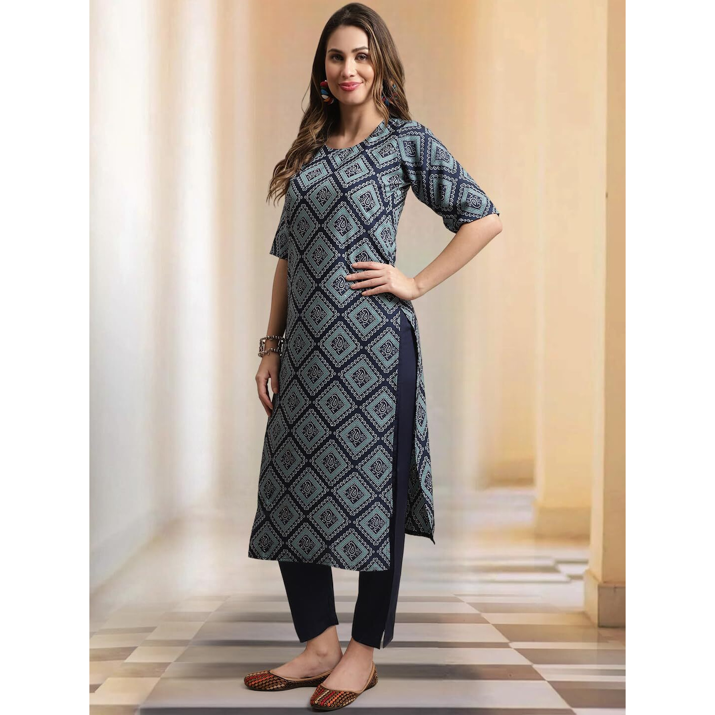 Tee Projekt Printed Crepe Kurti & Pant Set For Women Festival Wear For Women