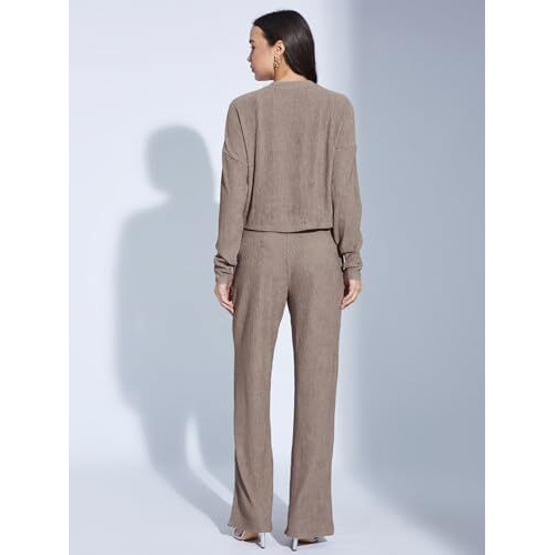 Selvia Women's Lycra Co-Ords Ankle Length Dress (759Ctk11881N-S_Soft Brown