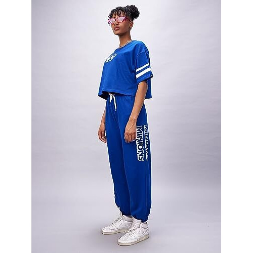Bewakoof X Official Minions Merchandise Women's Cord Graphic Printed 100% Cotton Co-Ord Set - Oversized Fit, Round Neck, Half Sleeves_596585_Blue_L