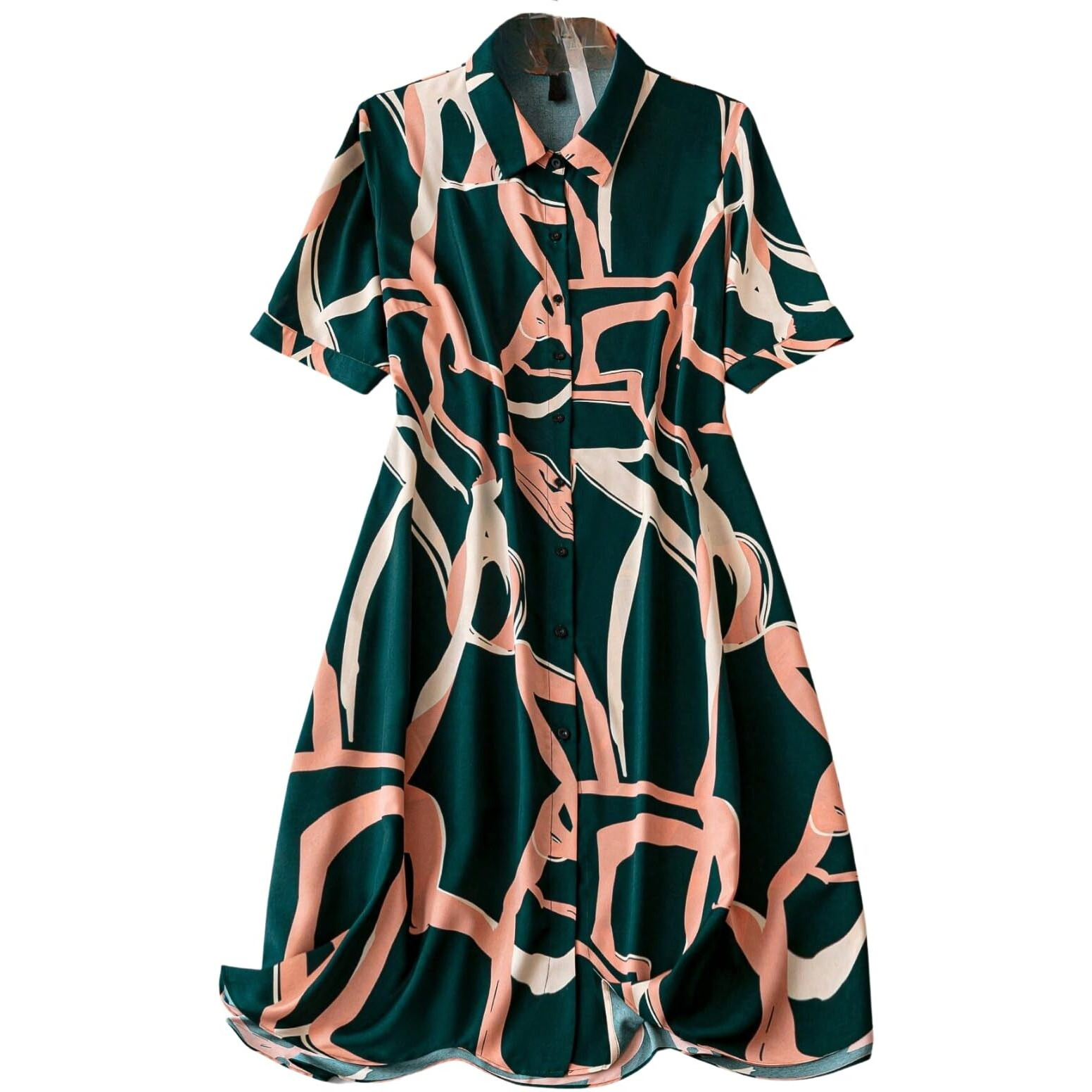 Greciilooks Women Rayon Casual Regular Fit Western Dress (Green, Small)