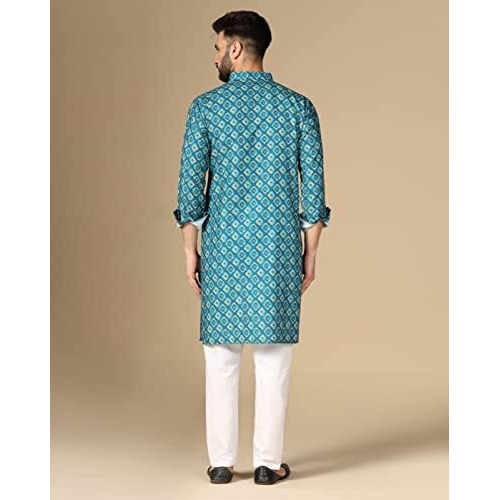 Greciilooks Mens Rayon Casual Regular Fit Kurta For Men (Green, Small)
