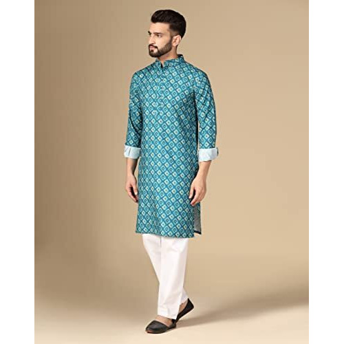 Greciilooks Mens Rayon Casual Regular Fit Kurta For Men (Green, Small)