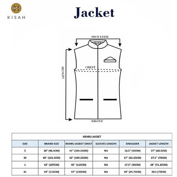 Kisah Men's Ethnic Wear Regular Fit Printed Cotton Blend Grey Nehru Jacket (M)