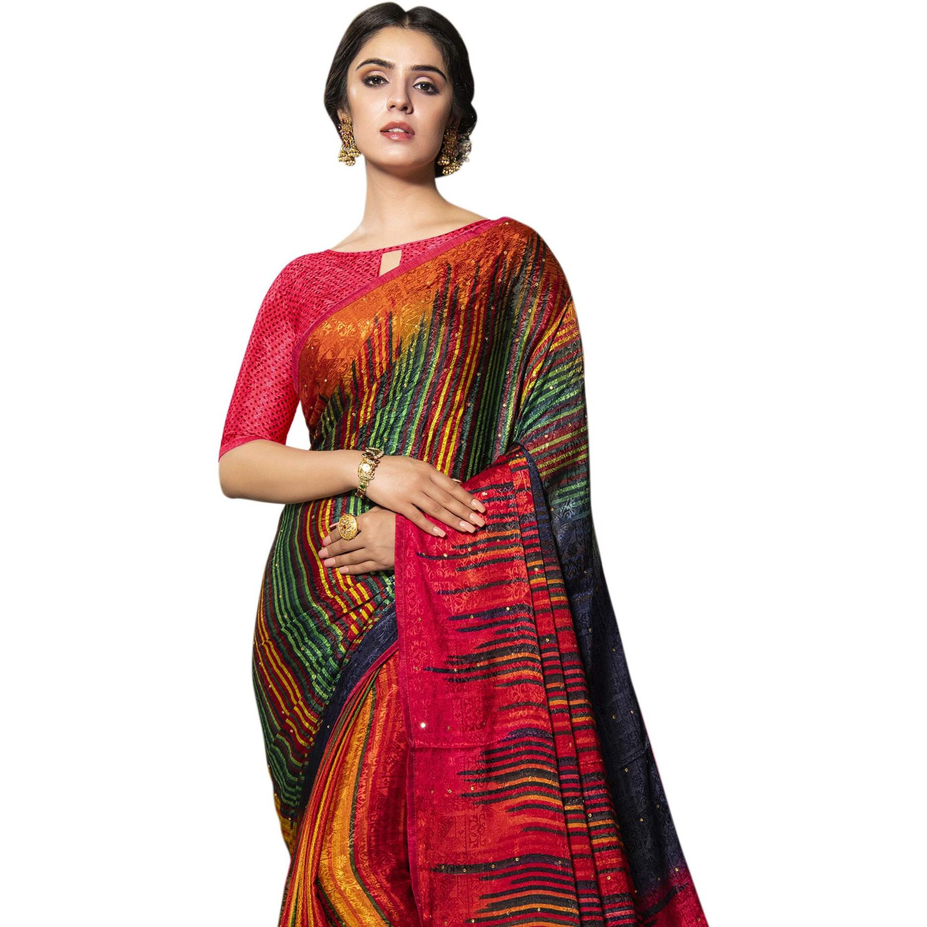 Satrani Women's Crepe Saree (1628St21605_Red)