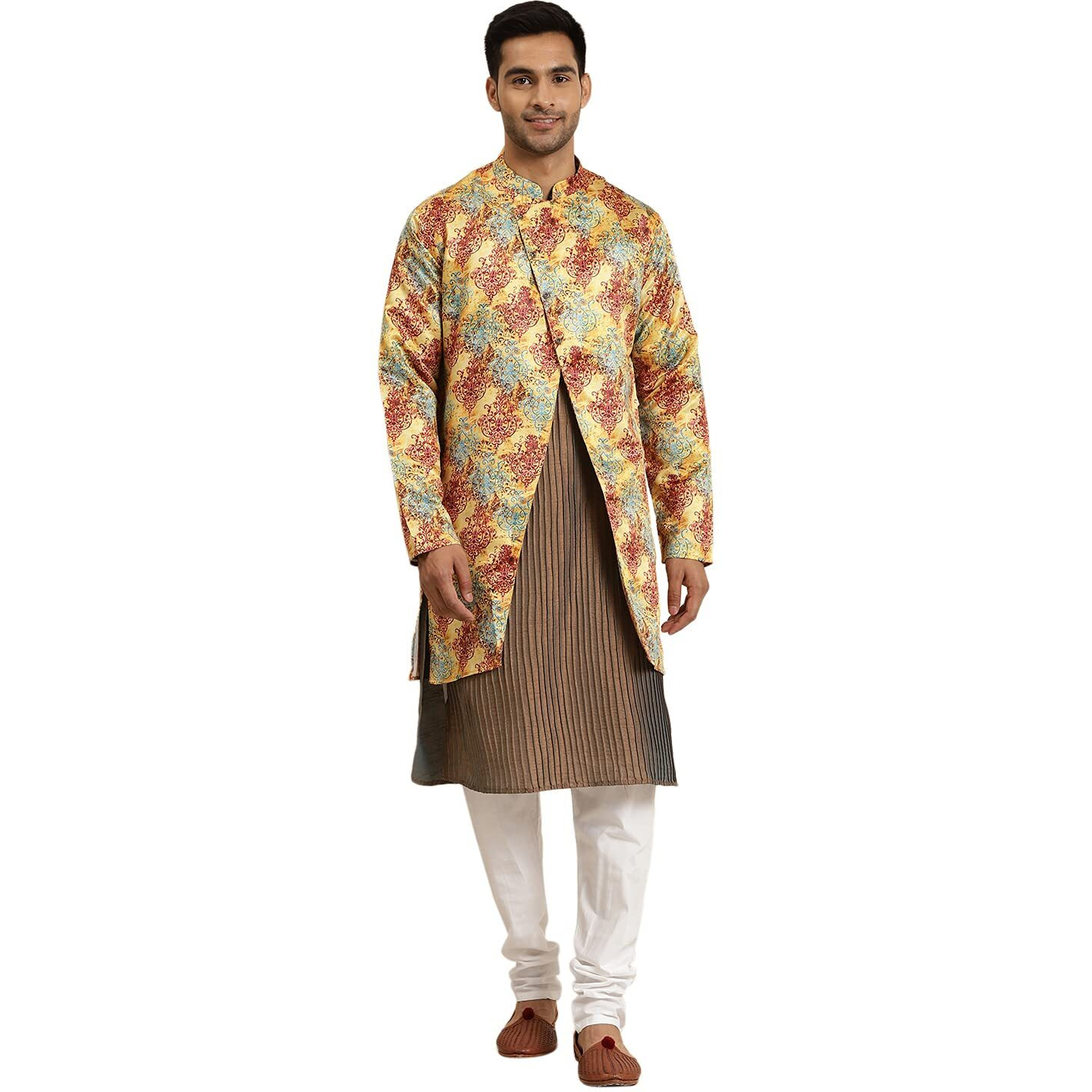 Sojanya (Since 1958 Men's Silk Blend Yellow Only Sherwani Jacket Size 38