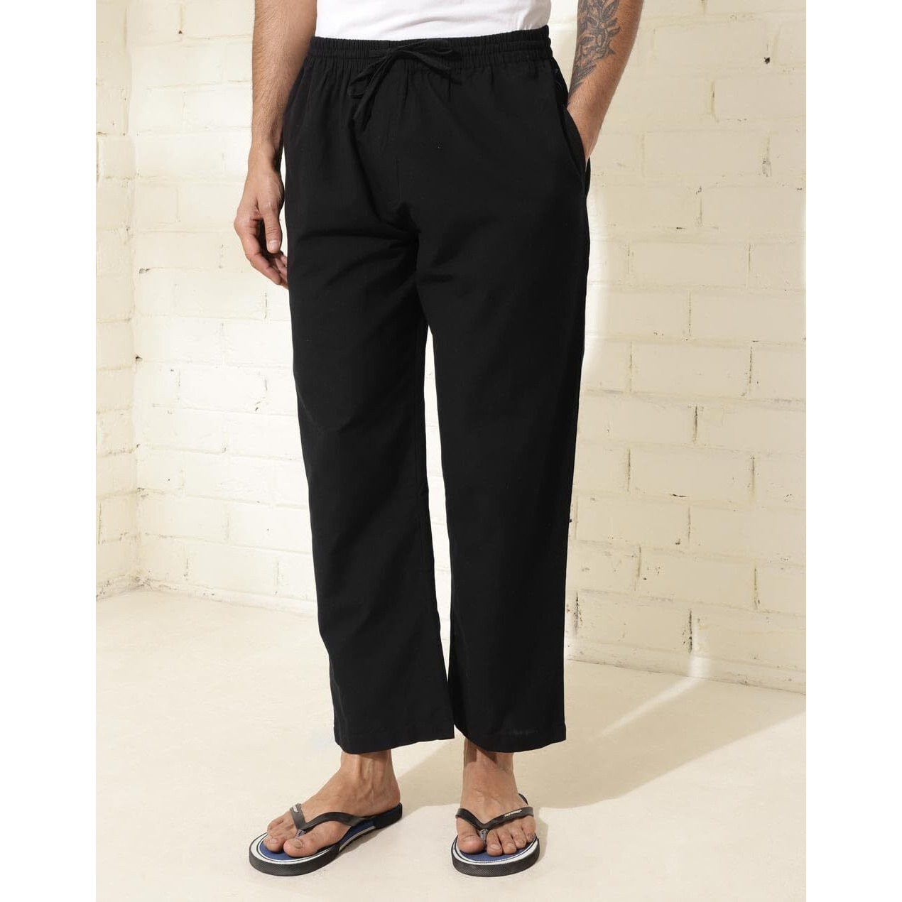 Fabindia Black Cotton Woven Pyjama