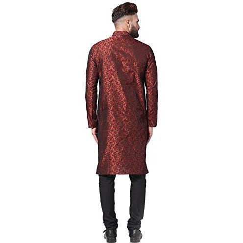 Jompers Men's Silk Kurta Pyjama Set (Maroon_L)