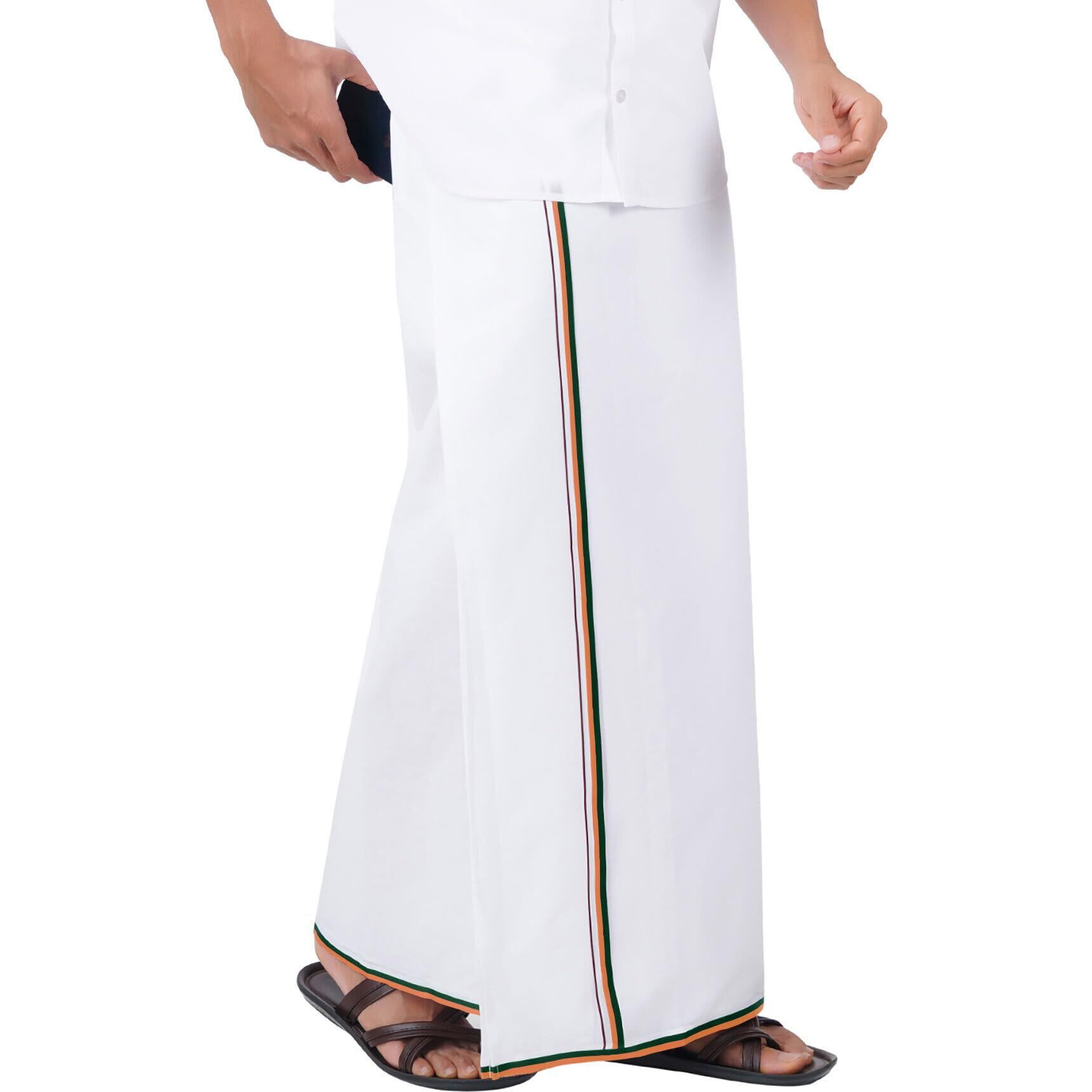 Prakasam Cotton Mens Fine Quality Welcro Pocket Bjp Party Cotton White Solid Men Dhoti