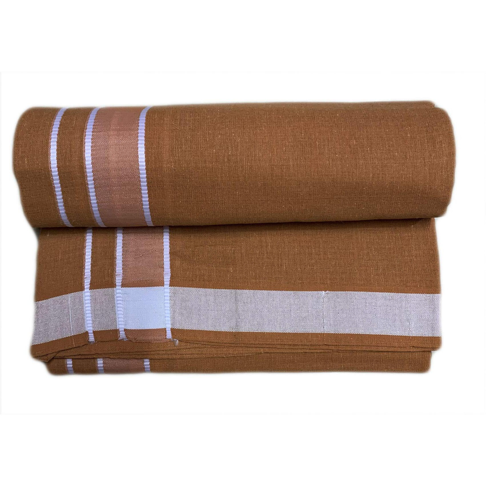 Prakasam Cotton Men's Kerala Colour Pondu- Premam Single (1.28X2.00 Mtrs) Colour (Pack Of 2) (Light Kaavi - Peacock Green) Dhoti
