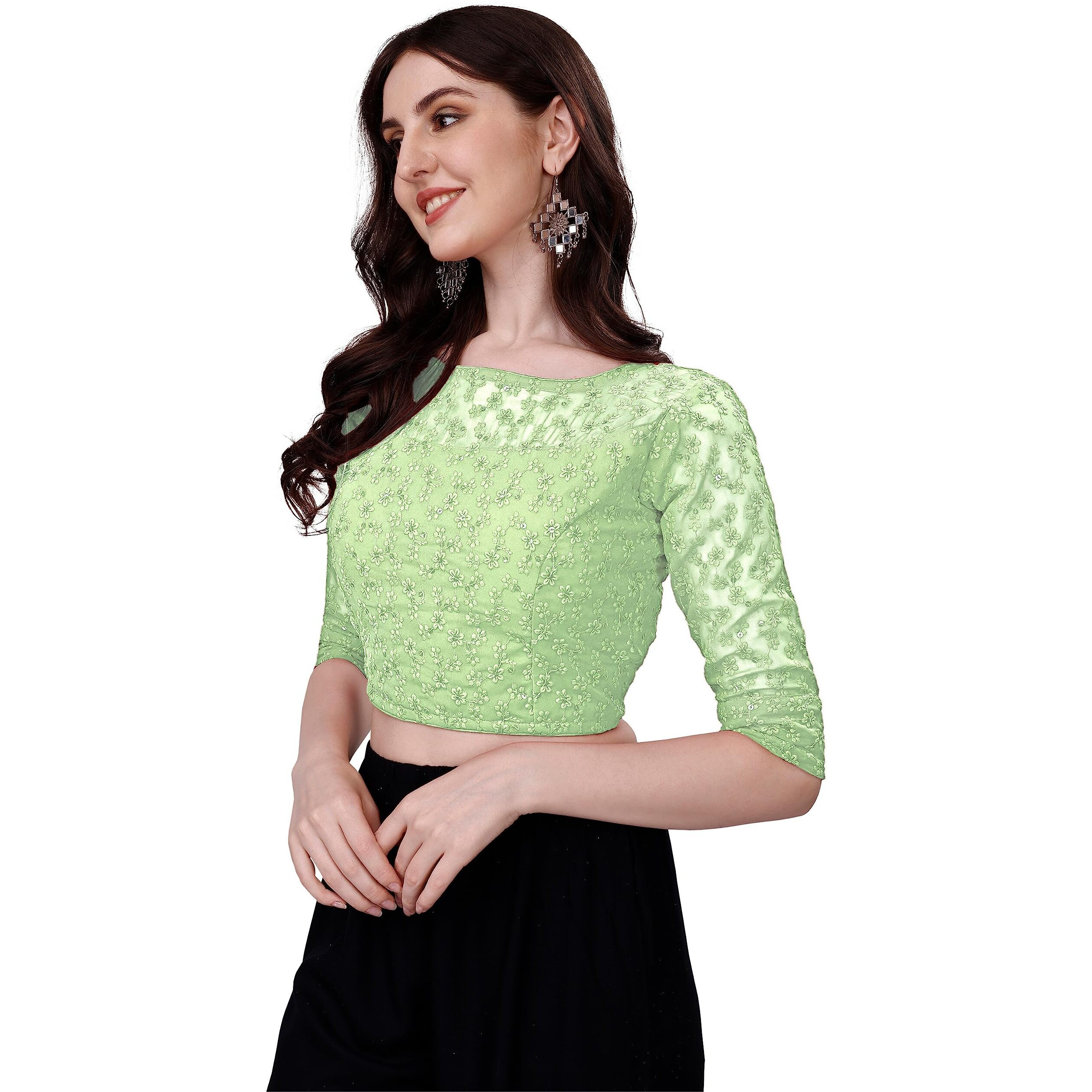 Pujia Mills Blouse For Women Blouse Readymade Stylish Design Blouses For Women Readymade Blouse For Women Stylish Fancy Blouse Stitched Blouse For Women Saree Blouse Pista Colour Blouse Readymade