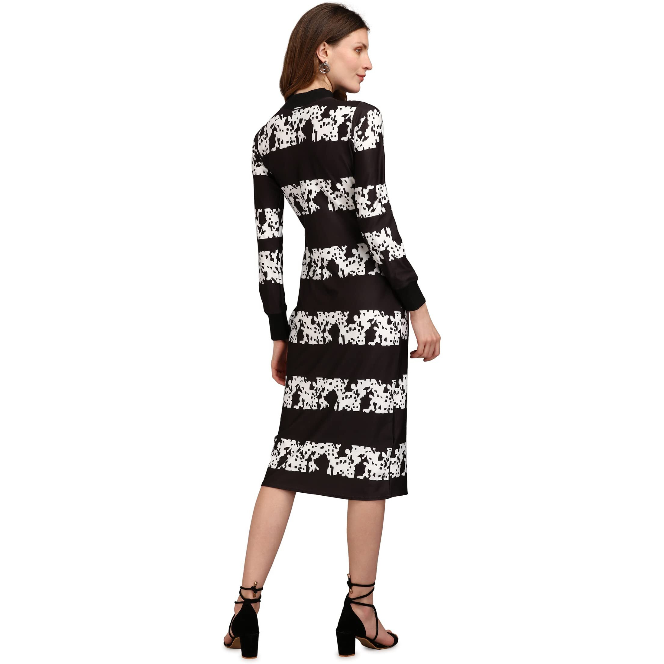 Purvaja Women's Polyester Blend Bodycon Knee-Length Cocktail Dress (Siri-032-Whitelace-Xl_Black