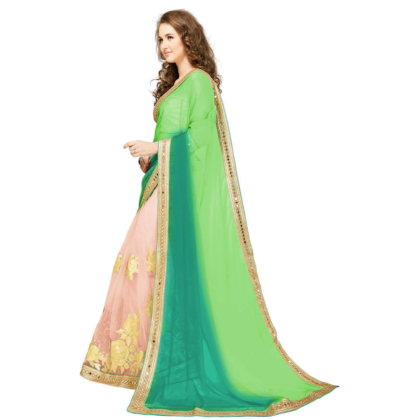Glory Sarees Women's Chiffon Saree With Unstitched Blouse (Vintage106_Multicolored)