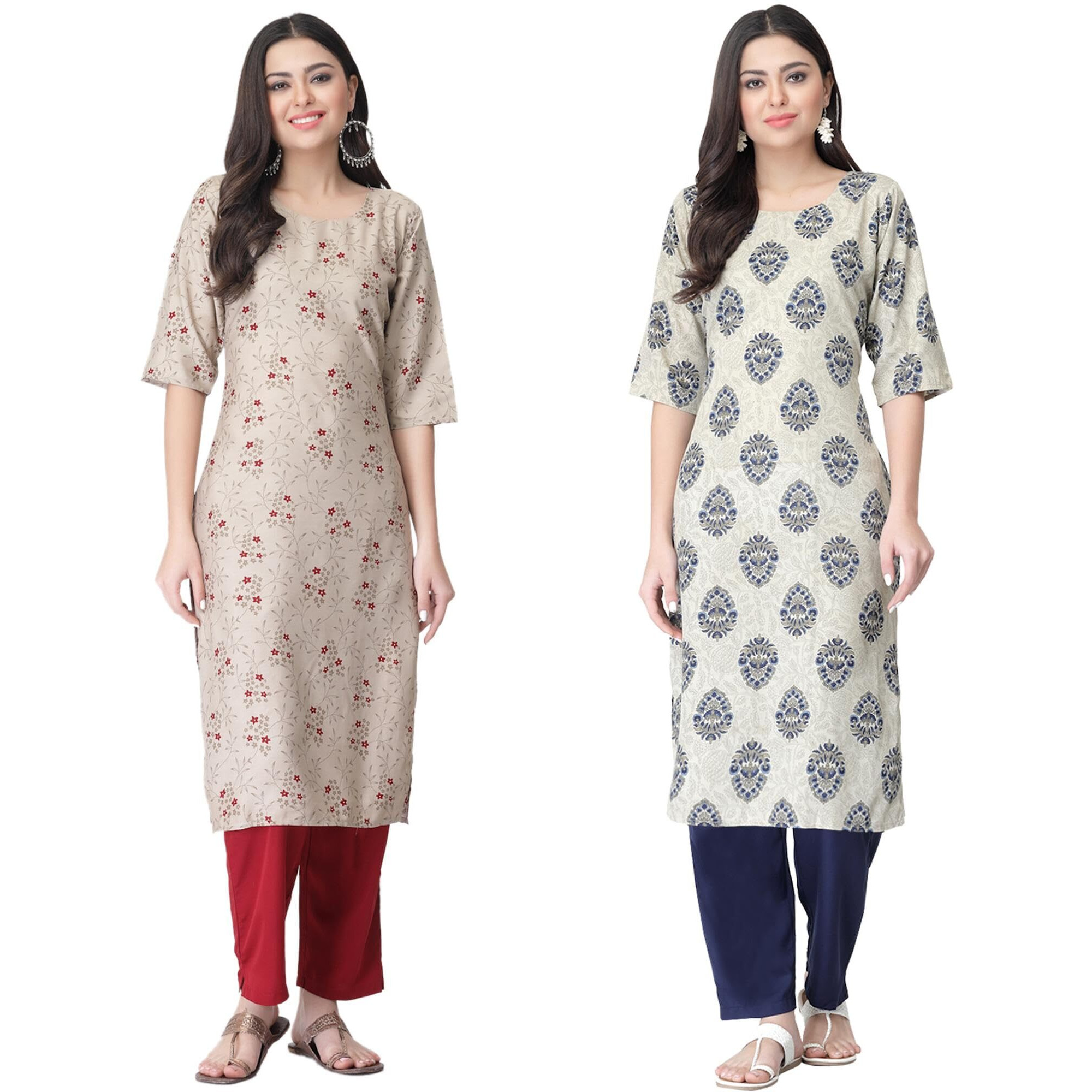 Tee Projekt Versatile Crepe Kurti & Pant Set For Women Printed Kurta Set