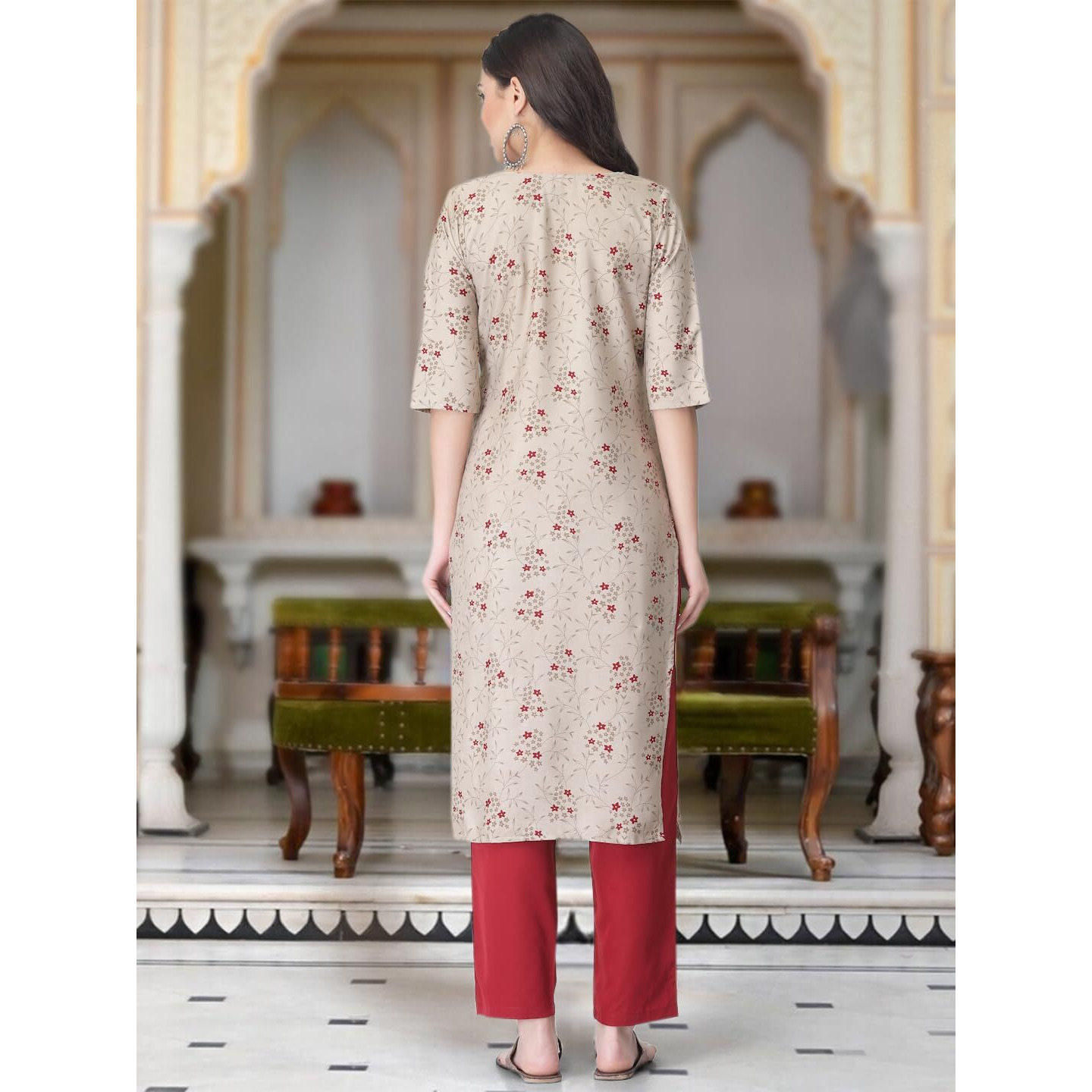 Tee Projekt Versatile Crepe Kurti & Pant Set For Women Printed Kurta Set