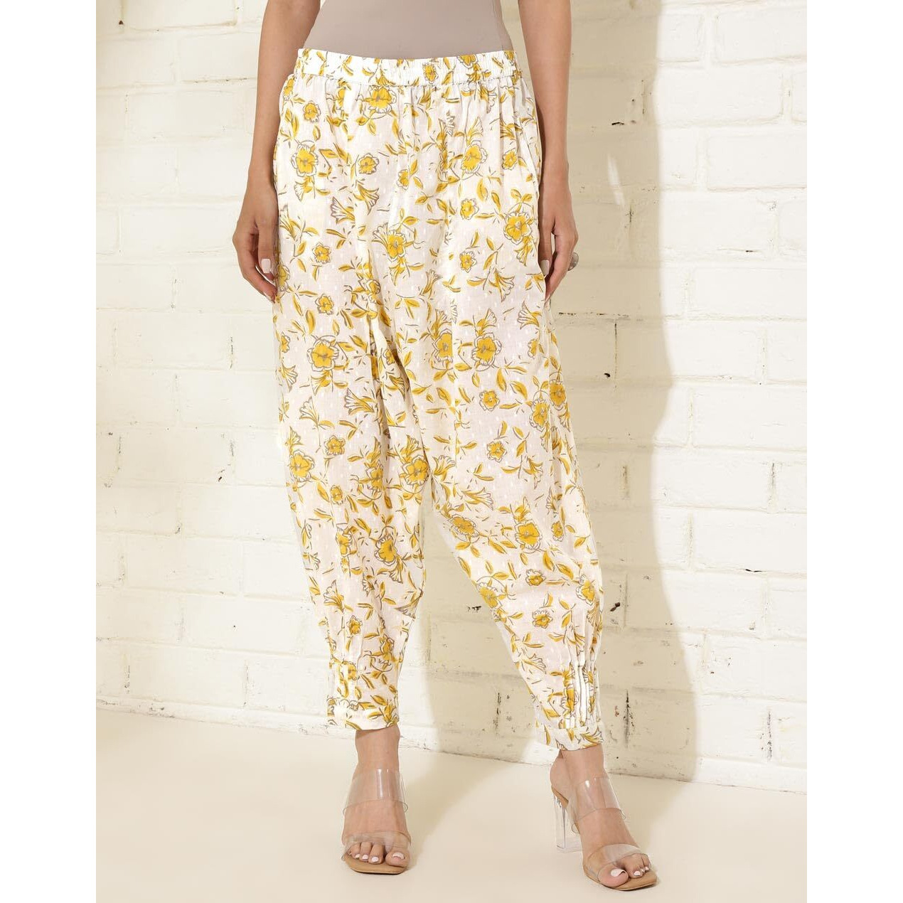 Fabindia White Cotton Hand Block Printed Salwar