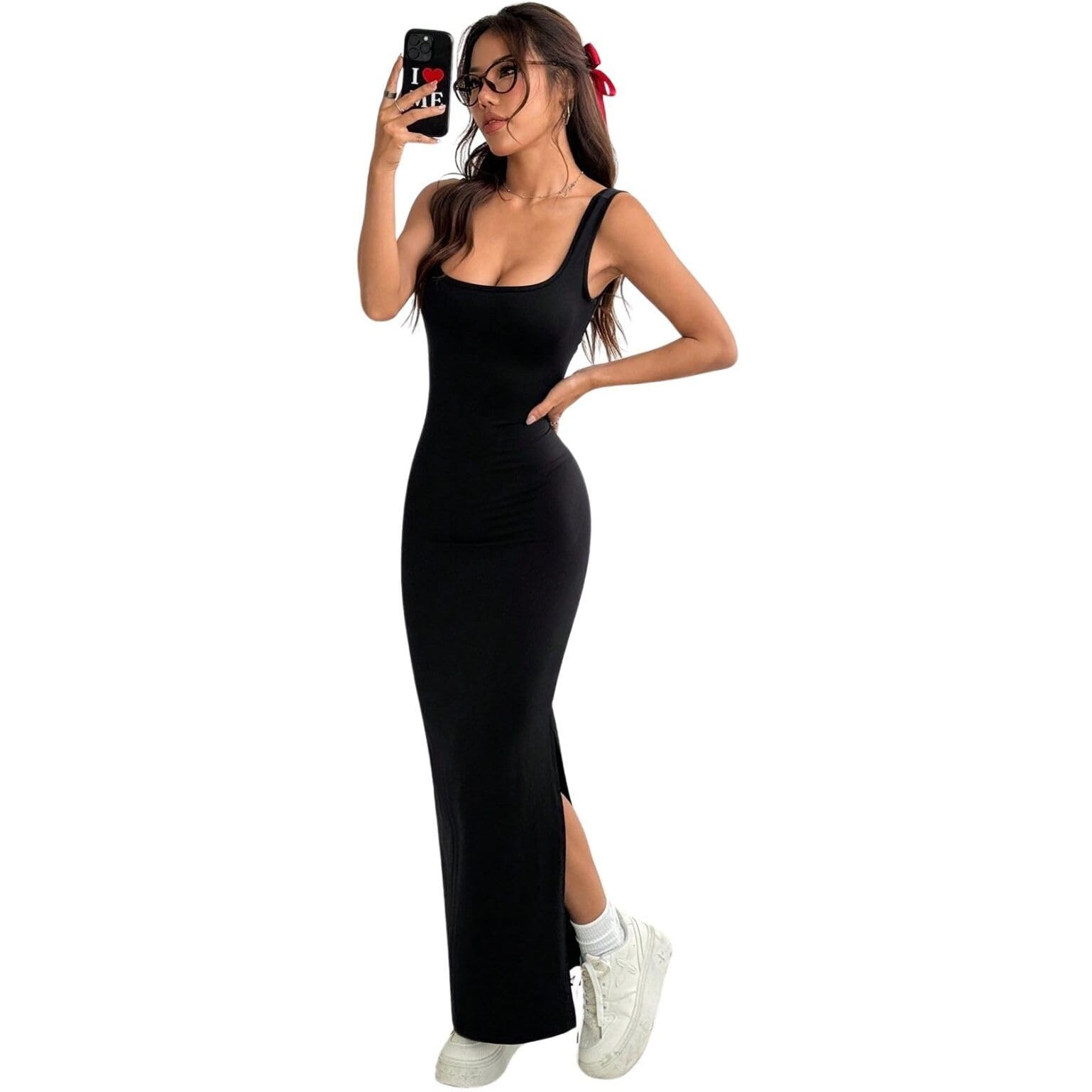 Greciilooks Dress For Women | Lycra | One-Piece | Sleeveless | Bodycon | Black Color Dress For Women (In, Alpha, Xl, Black)