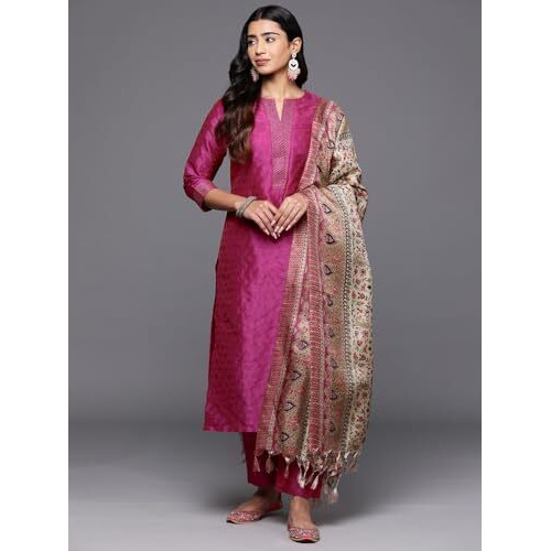 Varanga Women's Silk Blend Kurta Set (Frl_Vskd32018_Vardup022_Pink