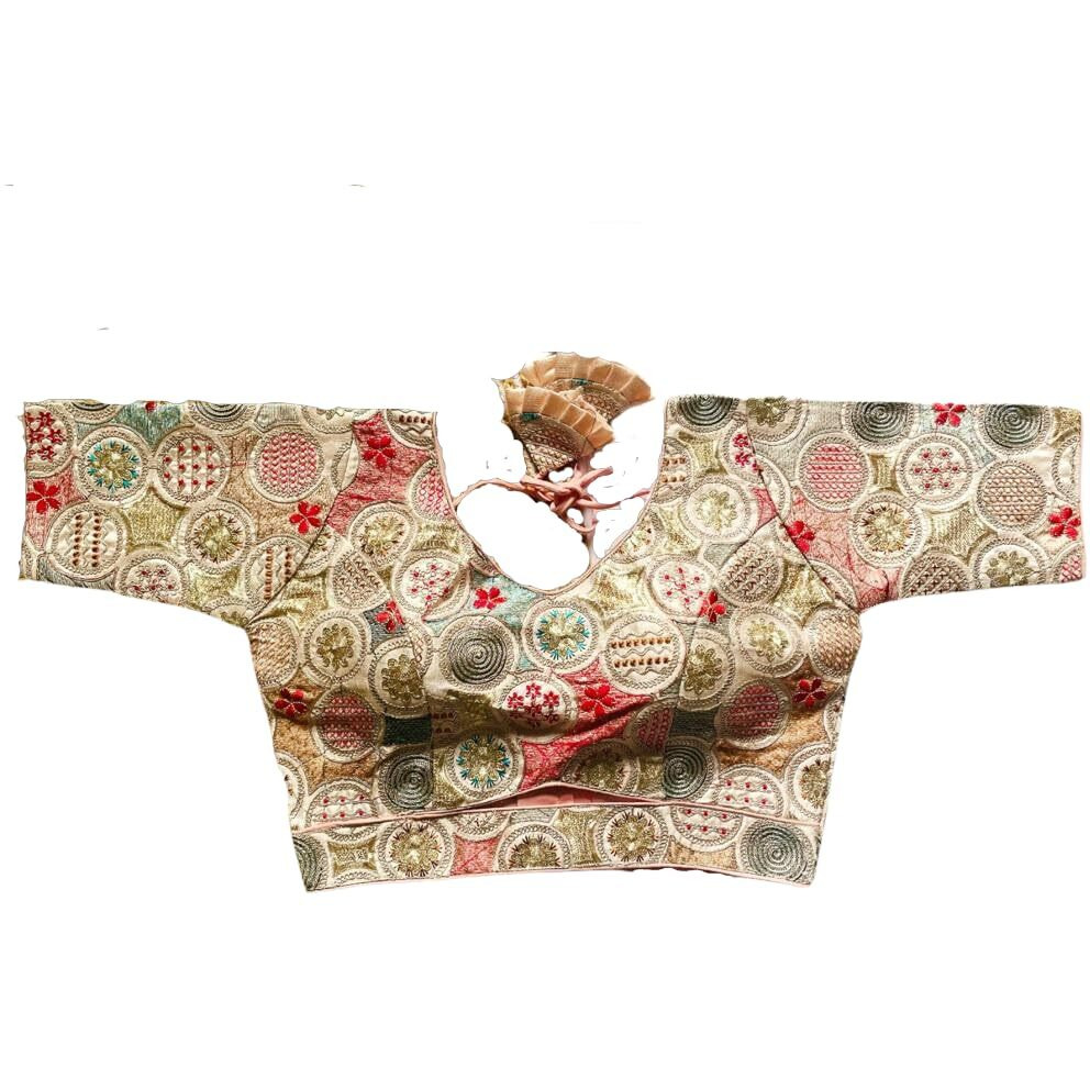 Vihu Fashion Women's Blouse Readymade Blouse Embroidery Multi Coding Gold Thread Blouses Handwork Baby Pink Color Readymade Saree Blouse For Women For Saree And Lehenga Choli (Vf2420 Baby Pink 38)