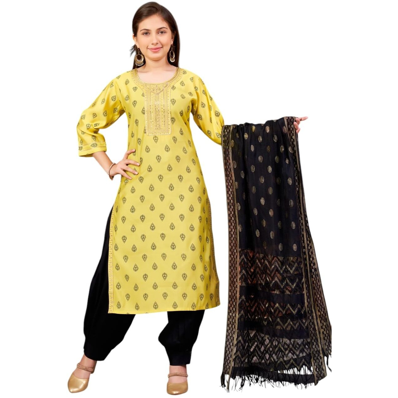 Aarika Girls Ethnic Wear Sea Green Colour Foil Print Embroidery Silk Kurti-8-15 Years (Kurti-Sd-5964)