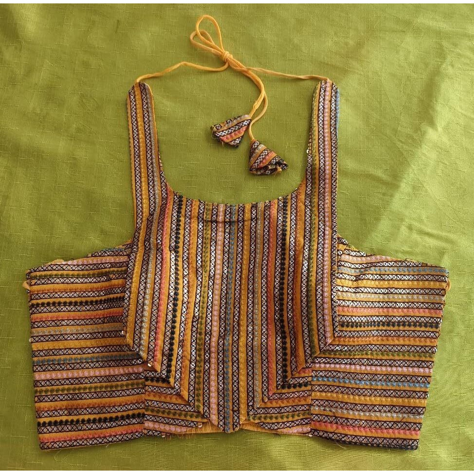 Vihu Fashion Women's Eimo Silk Sequins Sleeveless Regular Blouse (Vf B1006 Gold 34