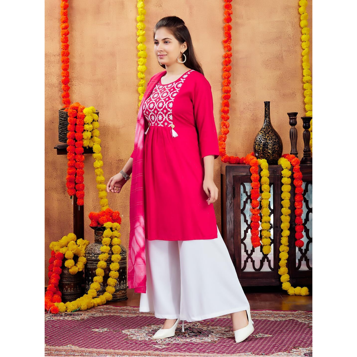 Aarika Girls Red Colour Embroidery Cotton Kurti (10-15 Years)