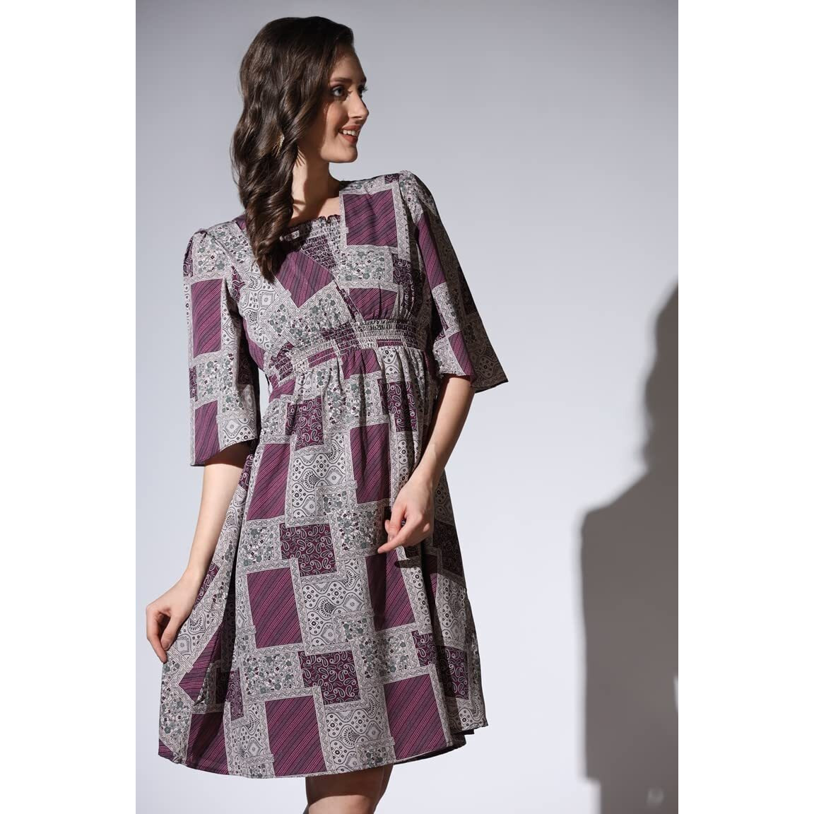 Dhruvi Trendz Womens Rayon Women Western Dresses Regular Fit Western Dress (Dt-Wd1083_Purple_L)