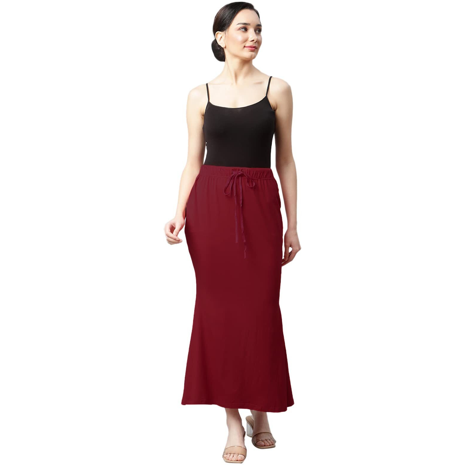 Greciilooks Womens Spandex Pant Liner Slip Regular Fit Petticoat (Maroon, Small)