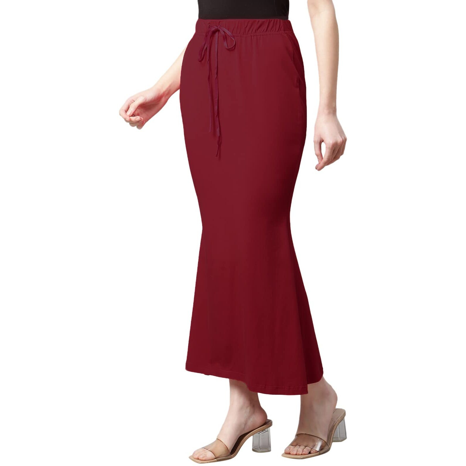 Greciilooks Womens Spandex Pant Liner Slip Regular Fit Petticoat (Maroon, Small)