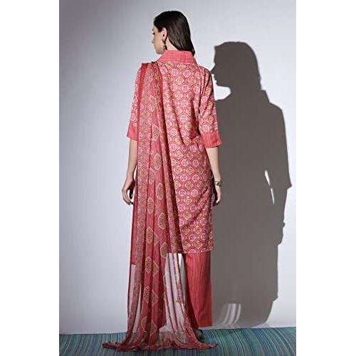 Greciilooks Womens Cotton Casual Regular Fit Kurta Pant Set (Pink, Small)