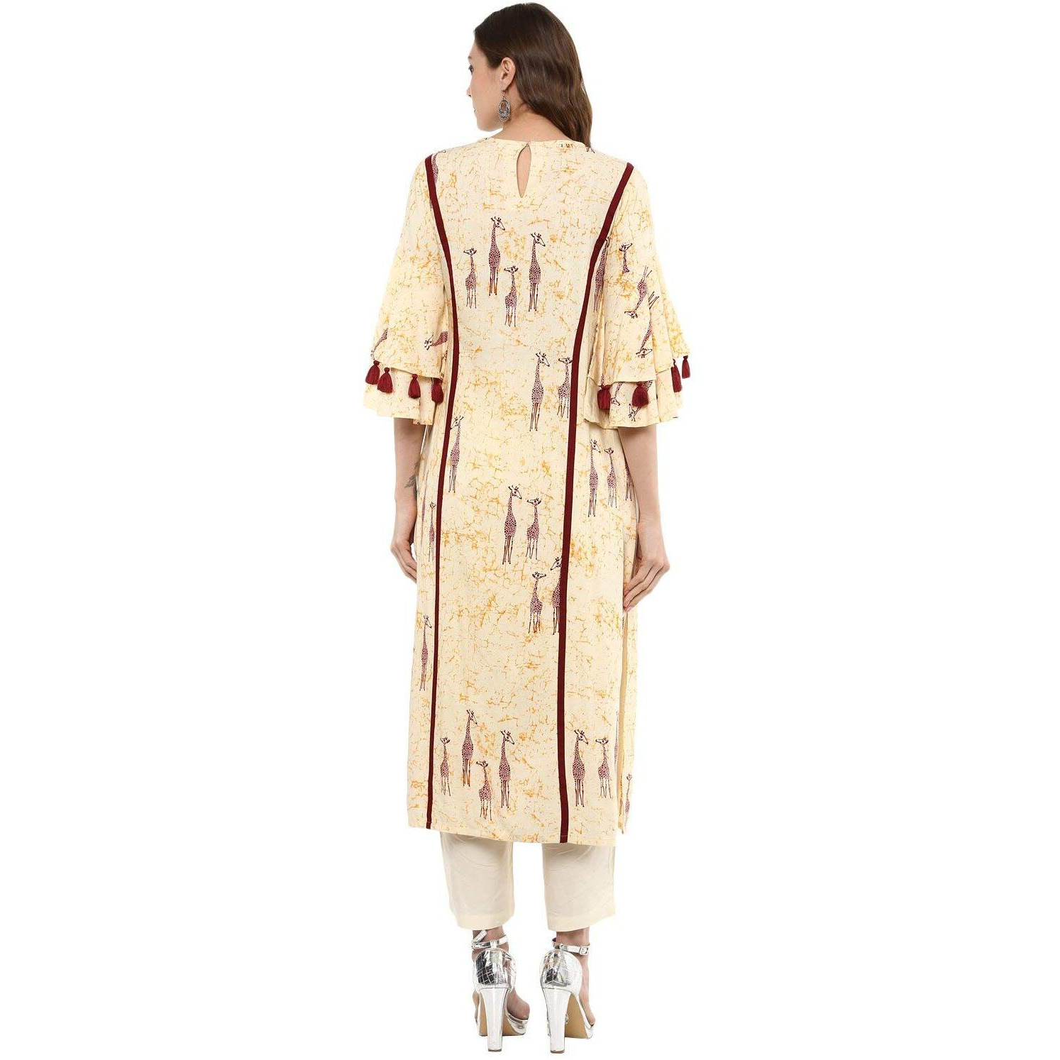 Idalia Womens Lemon Yellow Straight Rayon Kurta