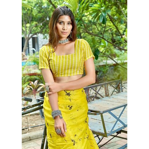 Shiv Textiles Cotton Printed Saree For Women.(Smc-St-316-Yellow)