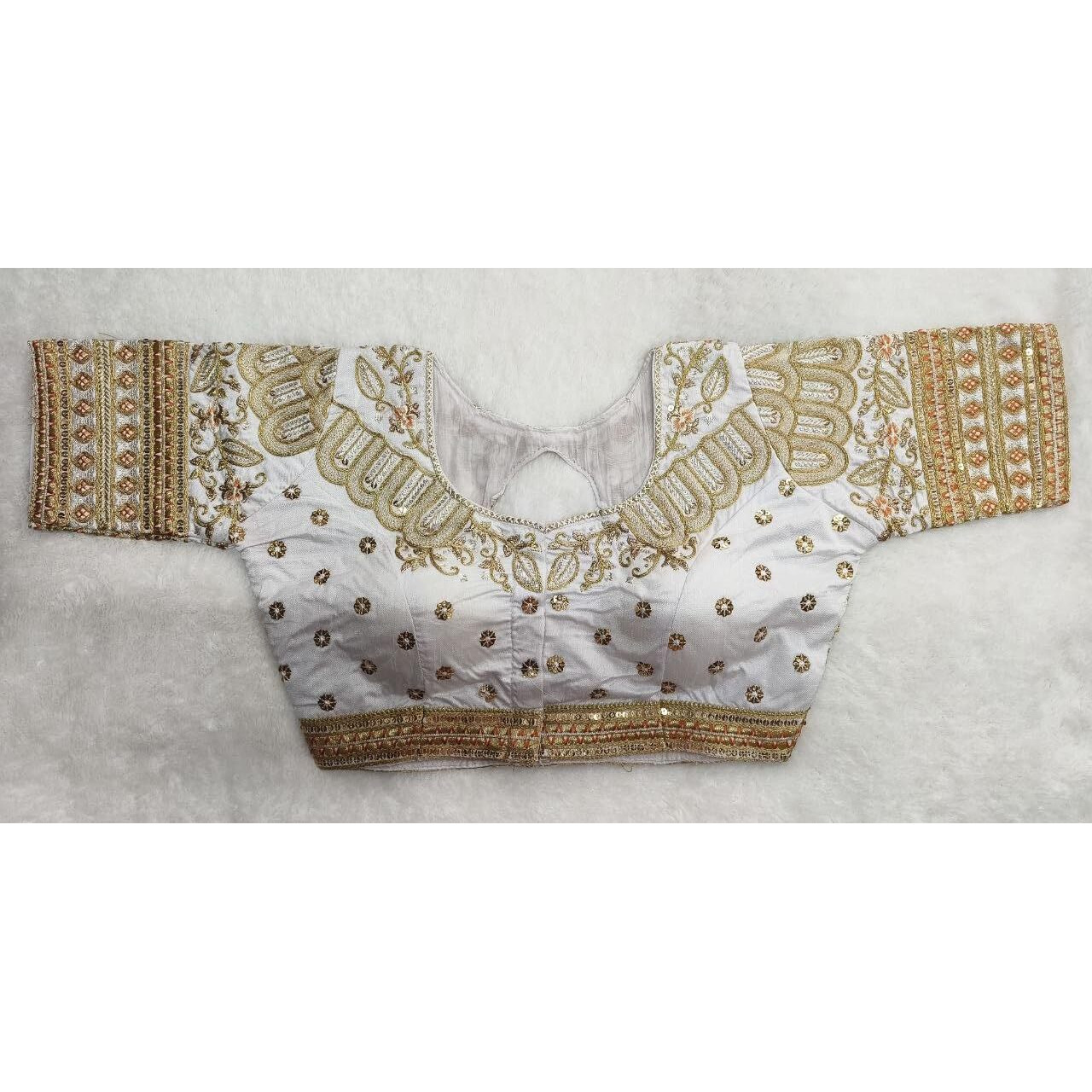 Vihu Fashion Women's Readymade Blouse Embroidery Multi Heavy Coding Gold Thread Indian Ethnic Designer Stitched Bridal Saree Blouse For Wedding Women White Blouse For Saree Lehenga Choli