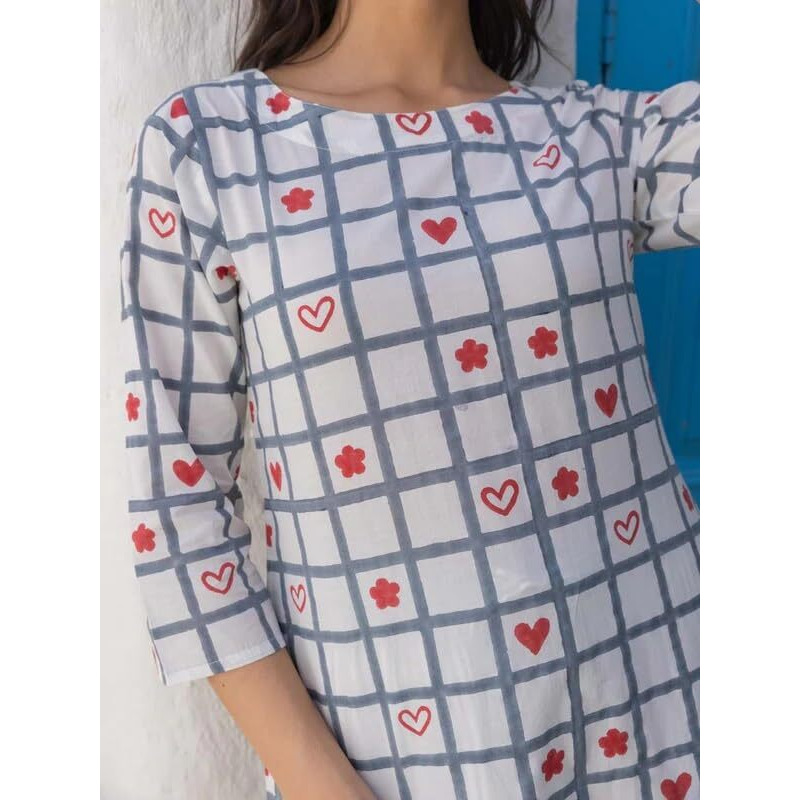 Fabnex Cotton Blend Regular Women Kurta Set (F-61-Grey-M_Grey