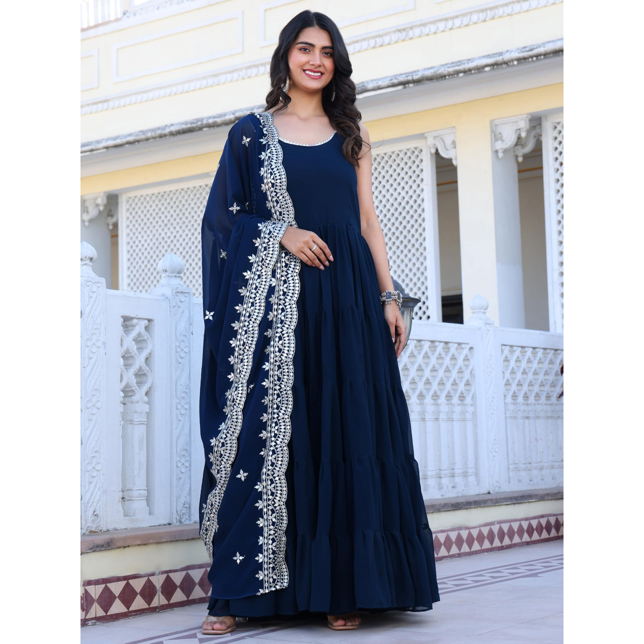 Fashion Basket Pink Georgette Anarkali Kurta For Women