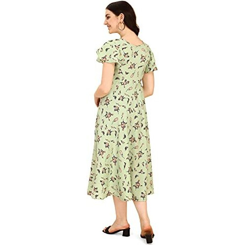 Oomph Women's Western & Fusion Wear Midi One Piece Dresses For Women,Beach,Green-Md304