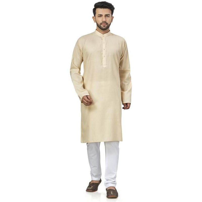 Be Active Men's Traditional Solid Full Sleeves Kurta || Cotton Kurta For Men || Men Kurta For Wedding || Kurta For Men (N-Rfsk0001 15 Kr S) Off White