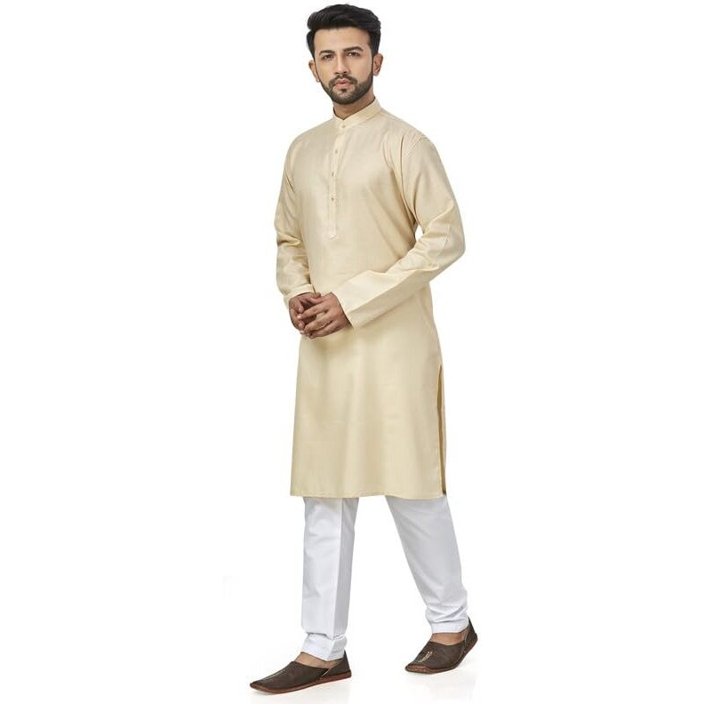 Be Active Men's Traditional Solid Full Sleeves Kurta || Cotton Kurta For Men || Men Kurta For Wedding || Kurta For Men (N-Rfsk0001 15 Kr S) Off White