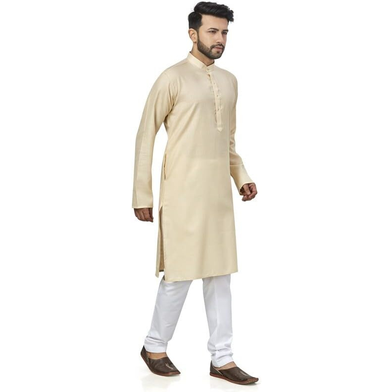 Be Active Men's Traditional Solid Full Sleeves Kurta || Cotton Kurta For Men || Men Kurta For Wedding || Kurta For Men (N-Rfsk0001 15 Kr S) Off White