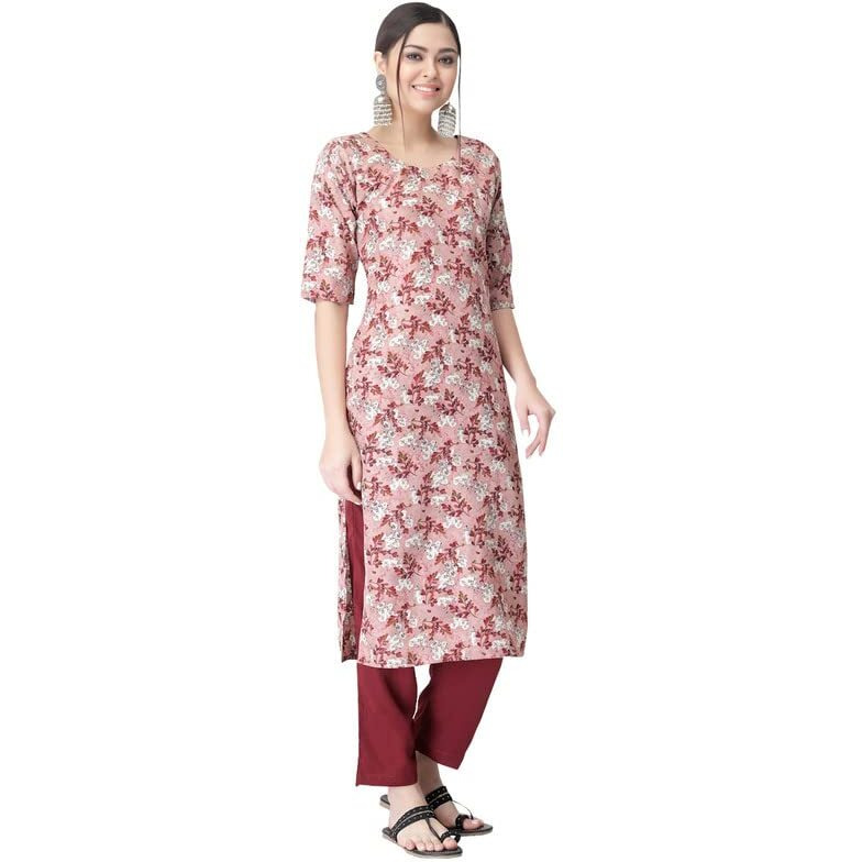 Pinkmint Kurta For Women, Kurta Kurti For Women, Stylish Latest Crepe Kurta, Womens Kurta(530418_L)