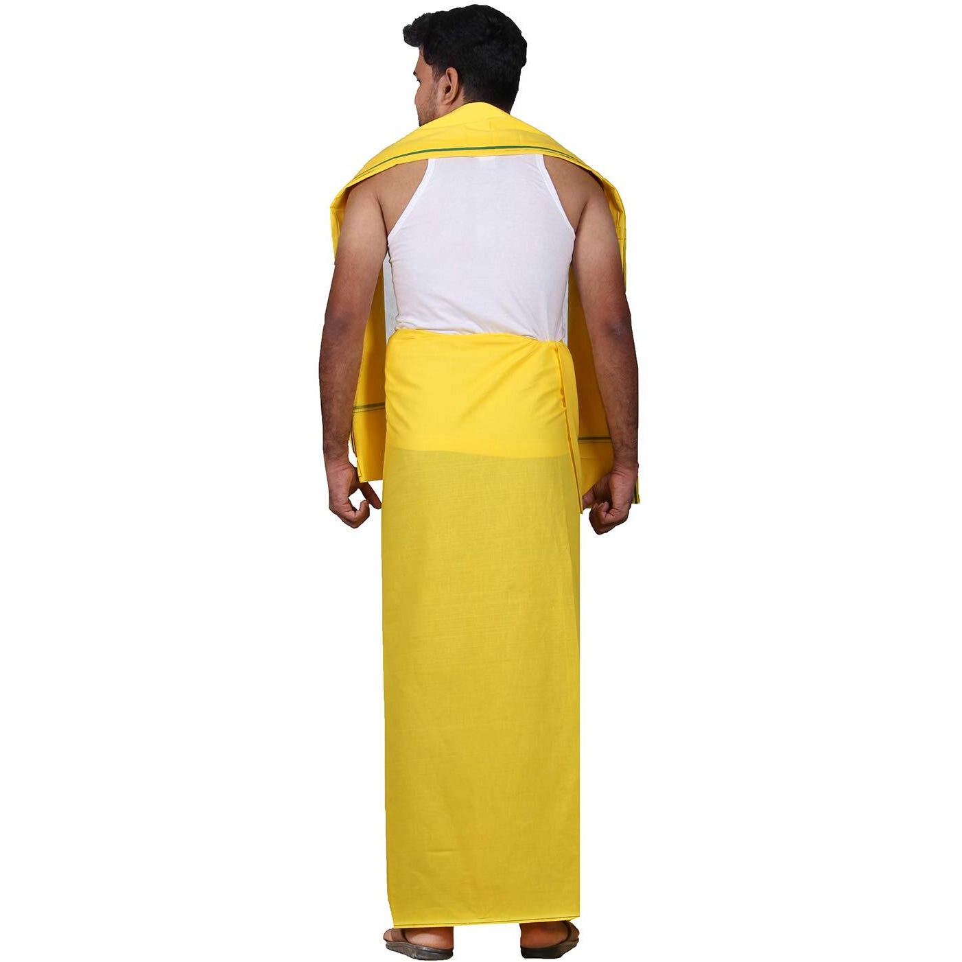 Prakasam Cotton Mens Colour Dhoti With Matching Towel (Roja Colour) / Colour Single Dhoti + Matching Towel (Colour  Yellow)