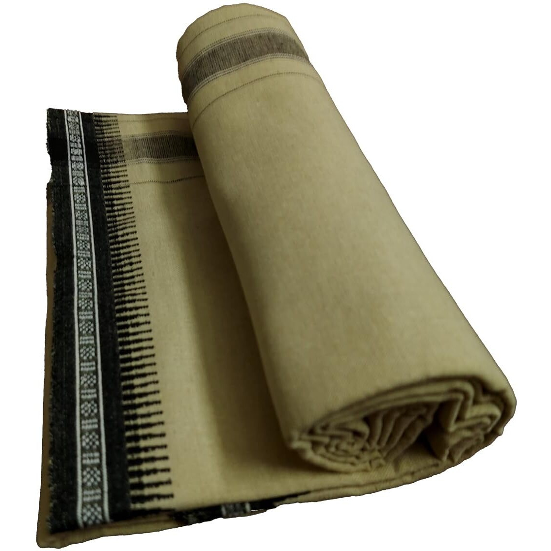 Prakasam Cotton Mens Single (1.28 X 2.00 Mtrs) Colour Thalapathi Border Dhoties/Fine Quality Single Dhoties (Beige)