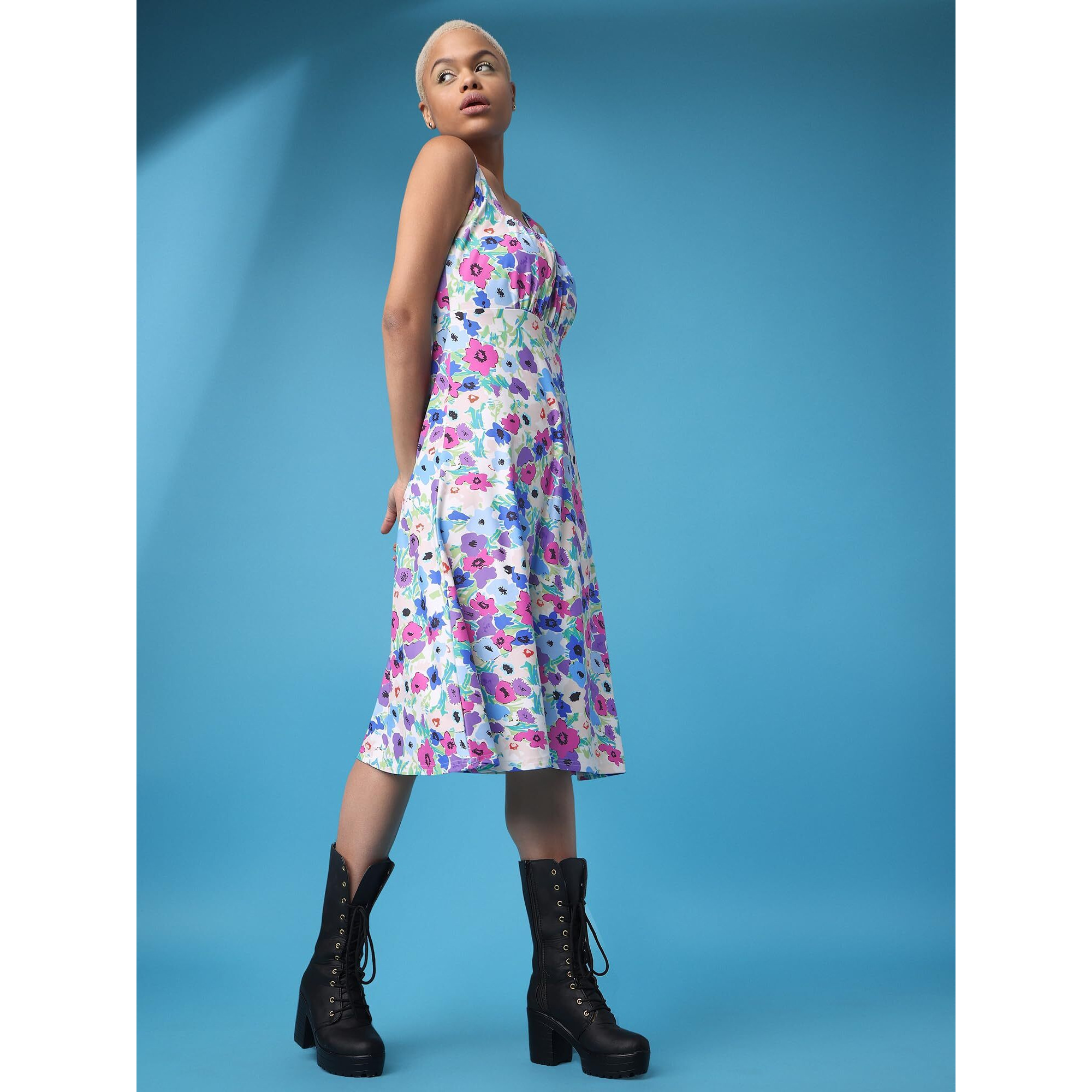 Purvaja Womens Fit & Flare Knee Length Dress (Wini-101-Blur_Violet_Medium)