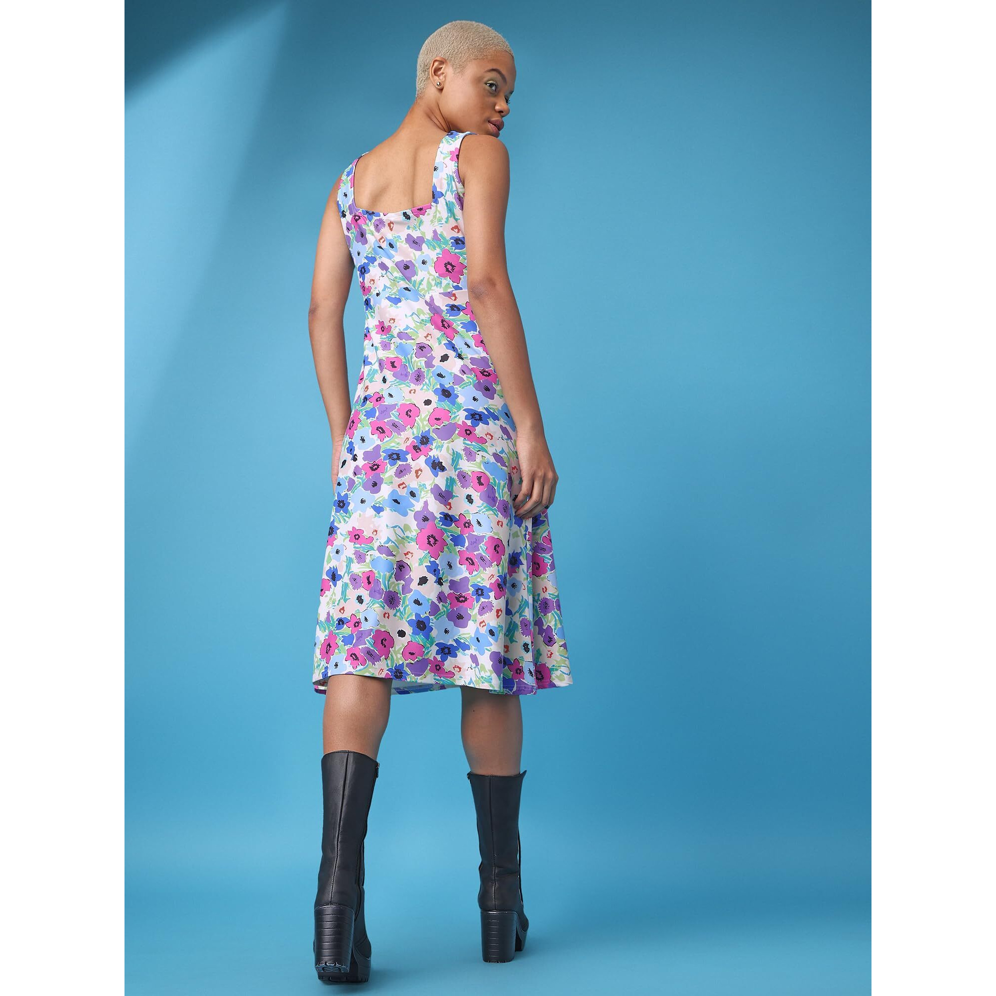 Purvaja Womens Fit & Flare Knee Length Dress (Wini-101-Blur_Violet_Medium)