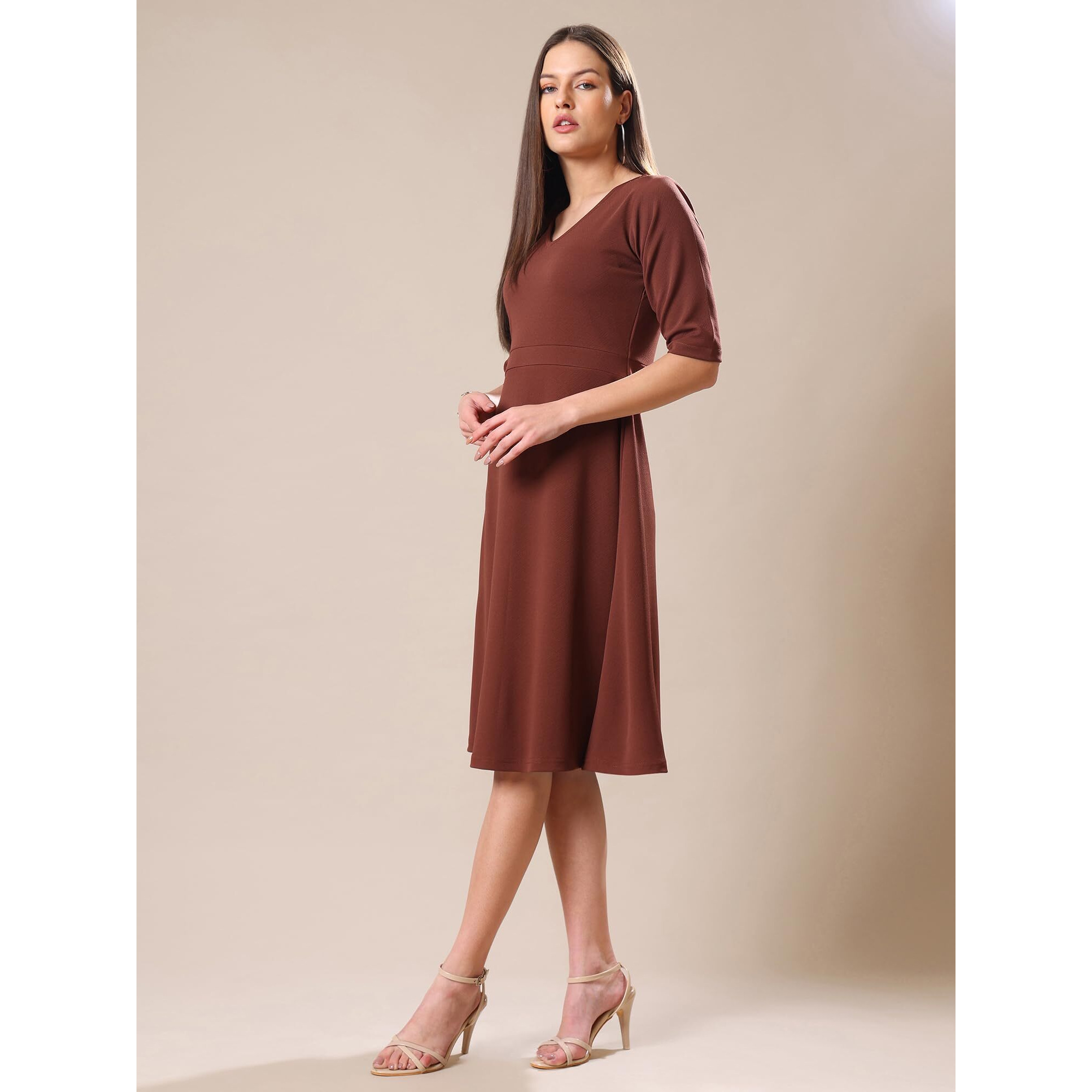 Purvaja Womens Fit & Flare Mini Dress (Bely-039_Brown_Xx-Large)