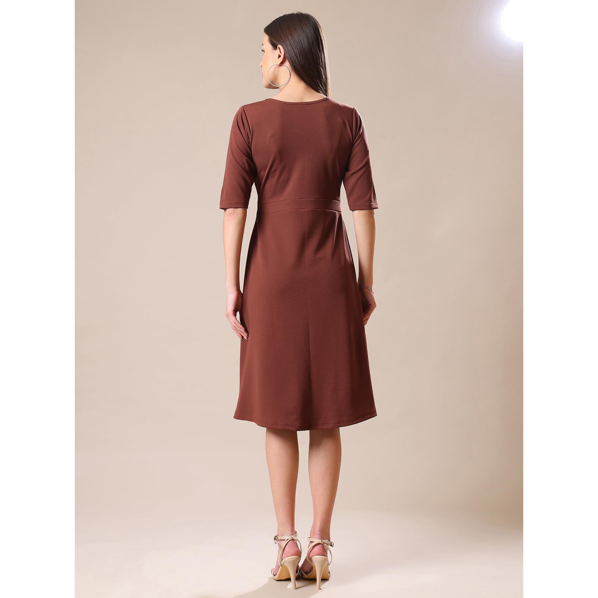 Purvaja Womens Fit & Flare Mini Dress (Bely-039_Brown_Xx-Large)