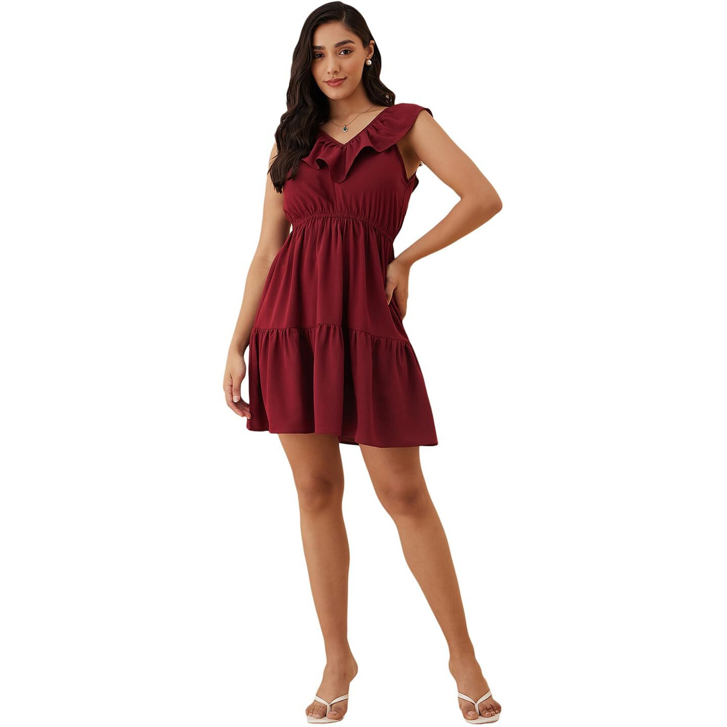 Rare Women's Regular Fit Dress (Ep8042A_Maroon L)
