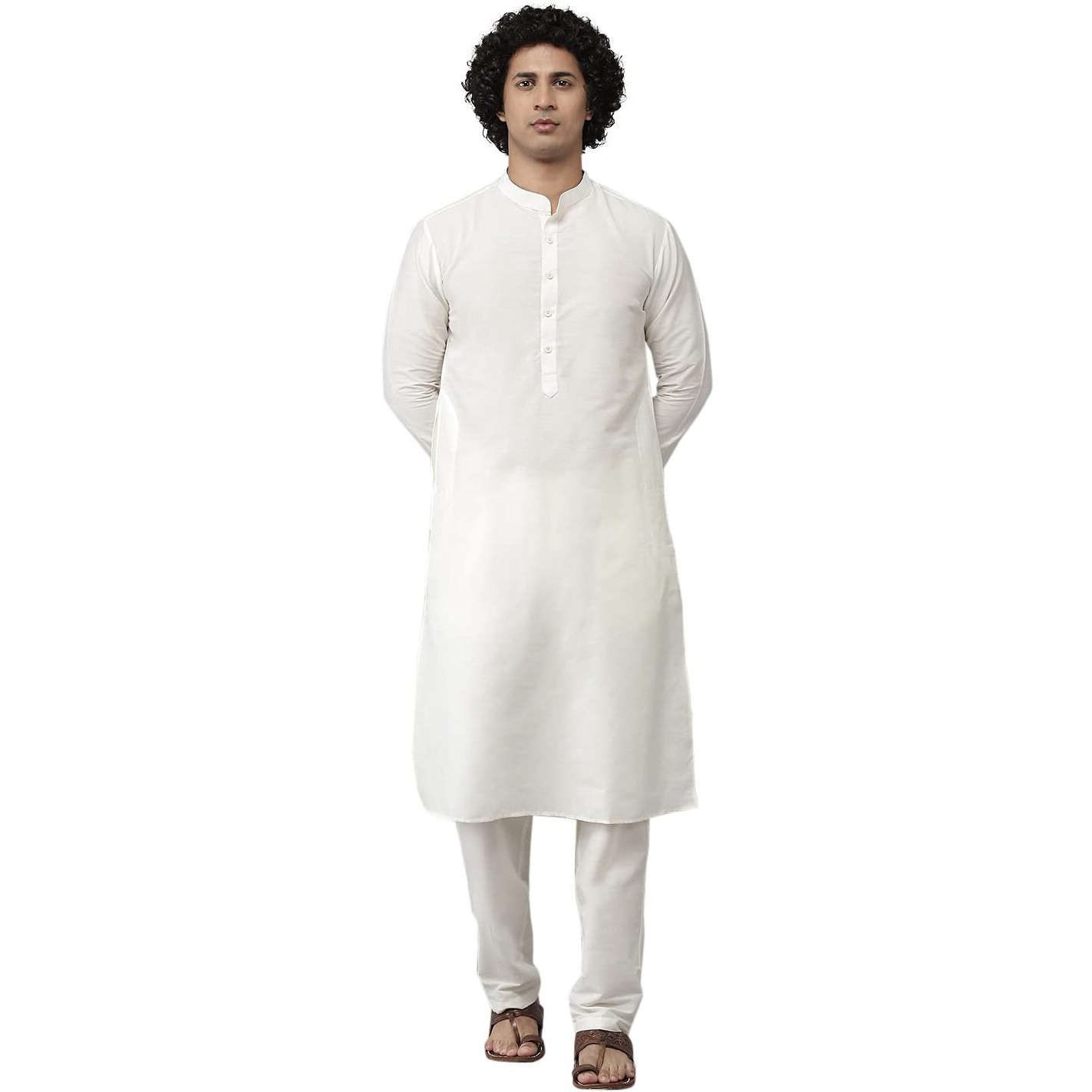 See Designs Men's Cotton Solid Regular Kurta (Sdkt1098_White_M)