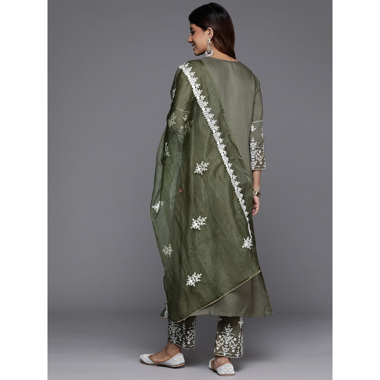 Varanga Women Ethnic Motif Thread Embroidered Kurta With Trousers & Dupatta